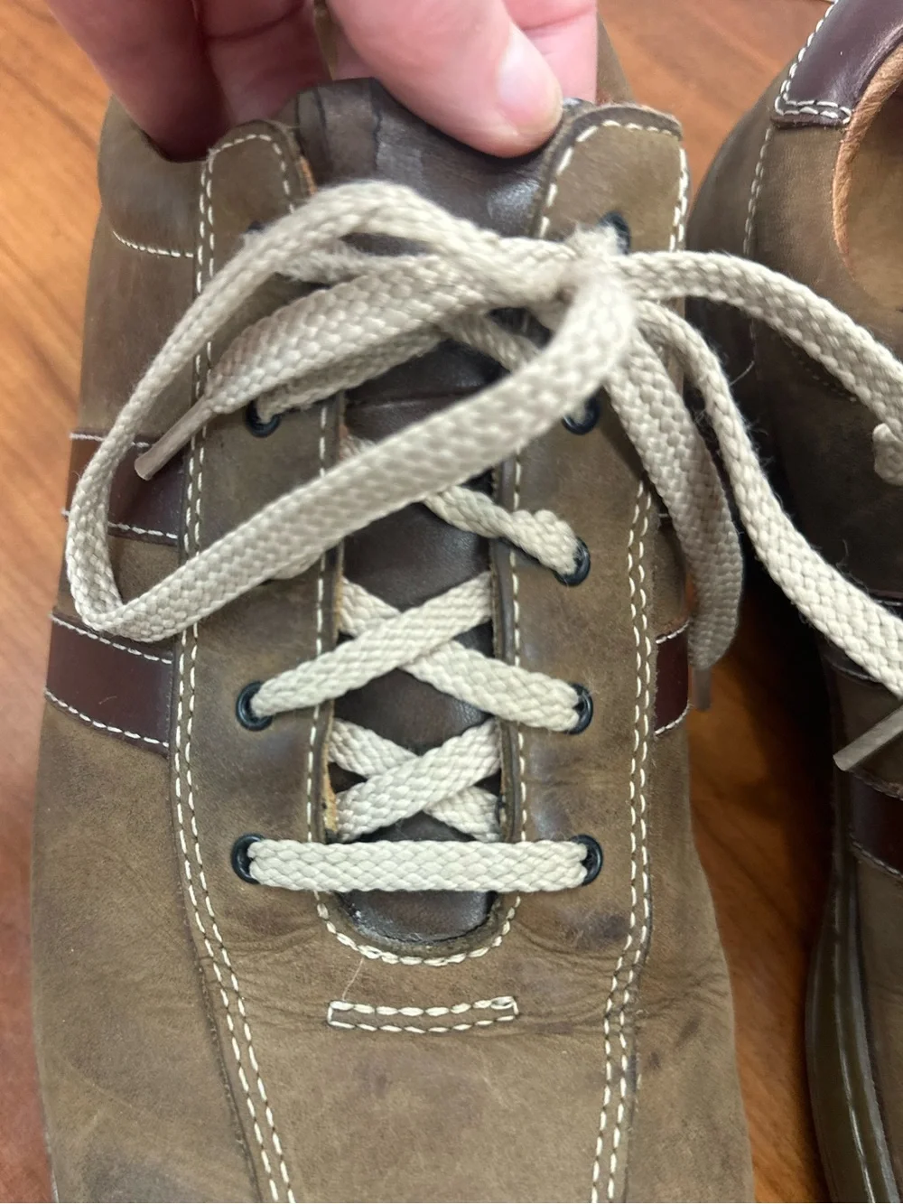 Y2K Vintage Skechers 4400 Men's Brown Leather Lace-Up Oxfords Sz 10.5 Stripes
